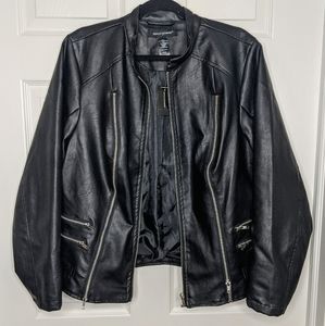 NWT Ashley Stewart Faux Leather Moto Jacket 14/16